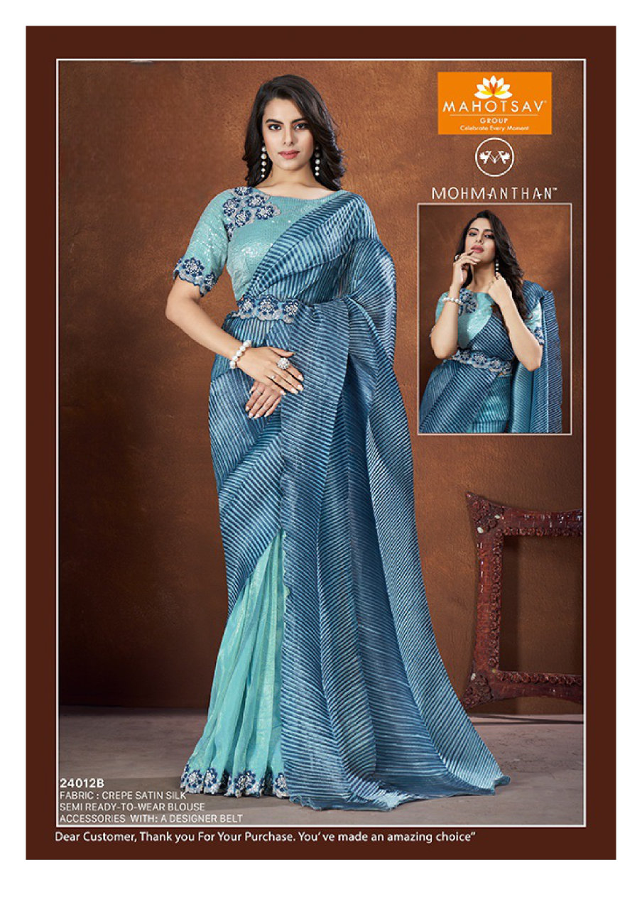 Bold Banarasi Saree | Elegant Stone & Sequin Work Sari for Women