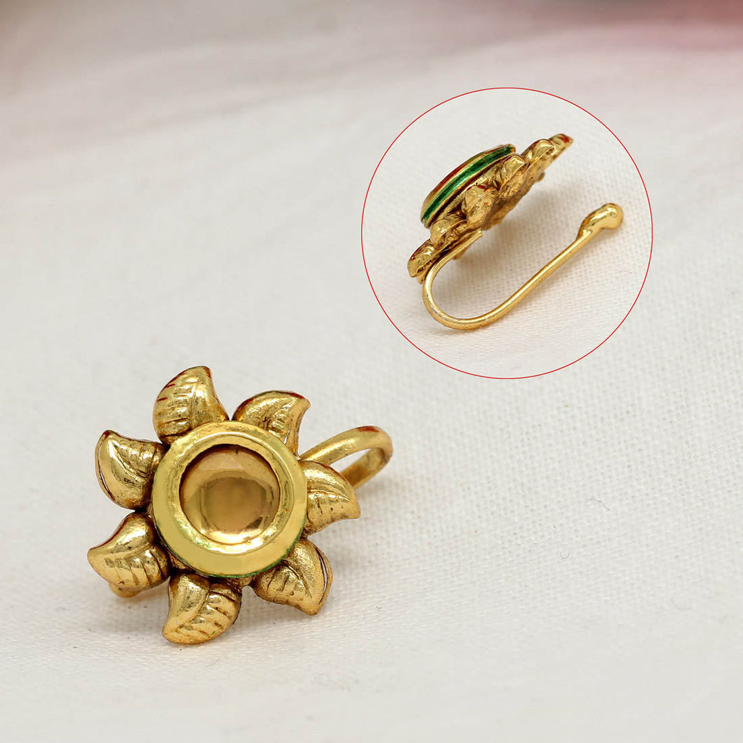 Kundan Nose Pin Set | Elegant Gold Plated Alloy Combo