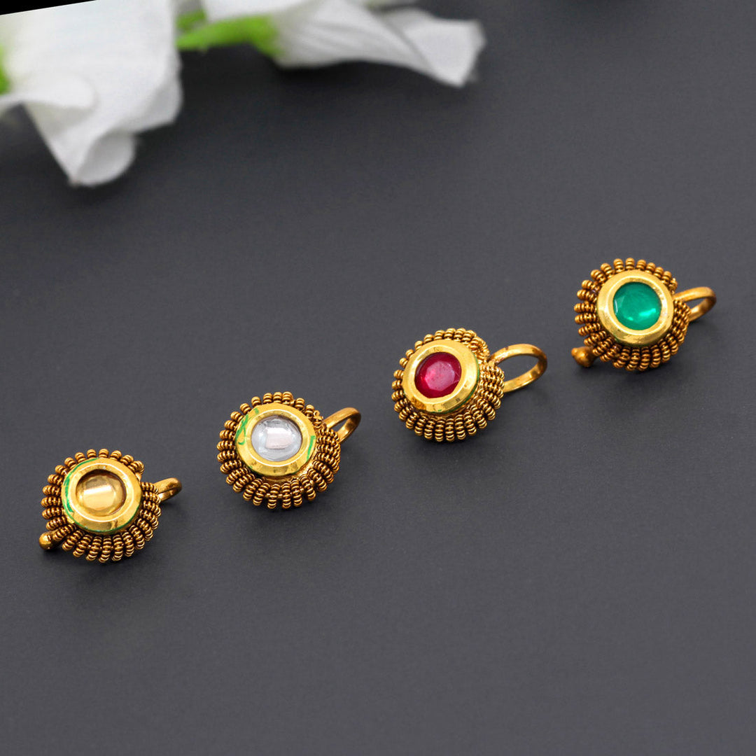 Kundan Nose Pin Set | Exquisite Combo of 4 Nose Pins