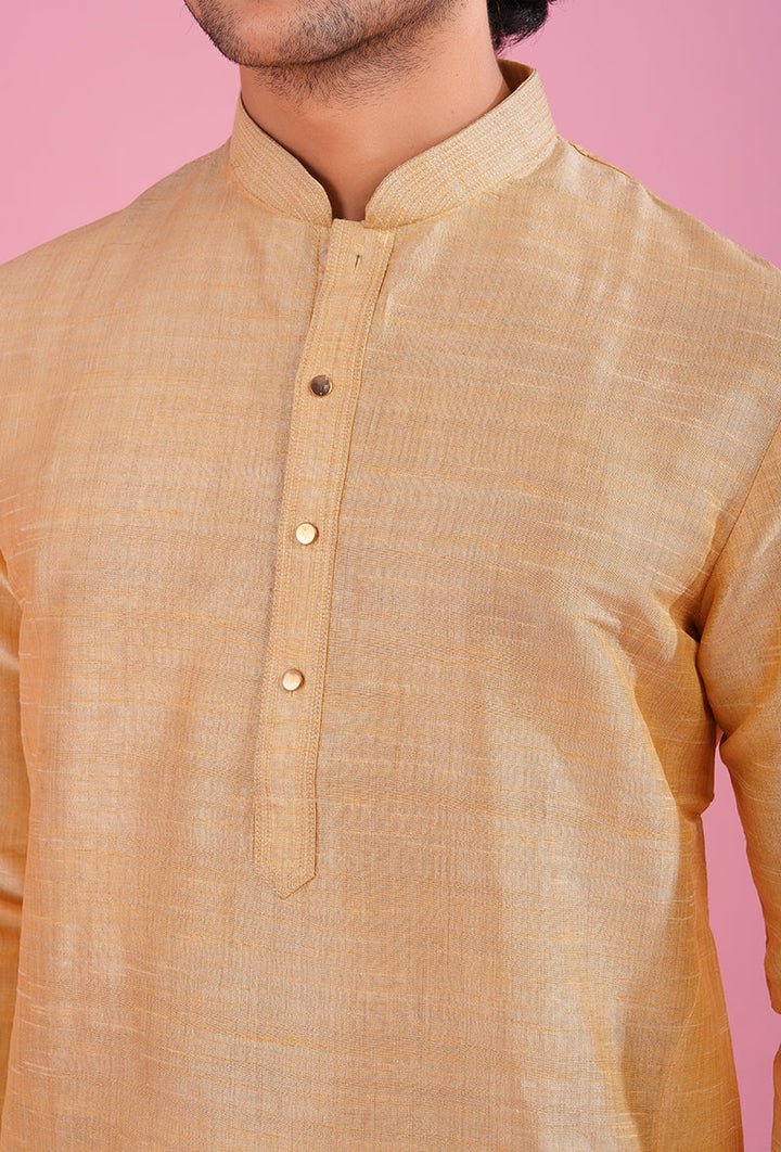 USA men's luxurious golden kurta pajama, perfect for making a statement.