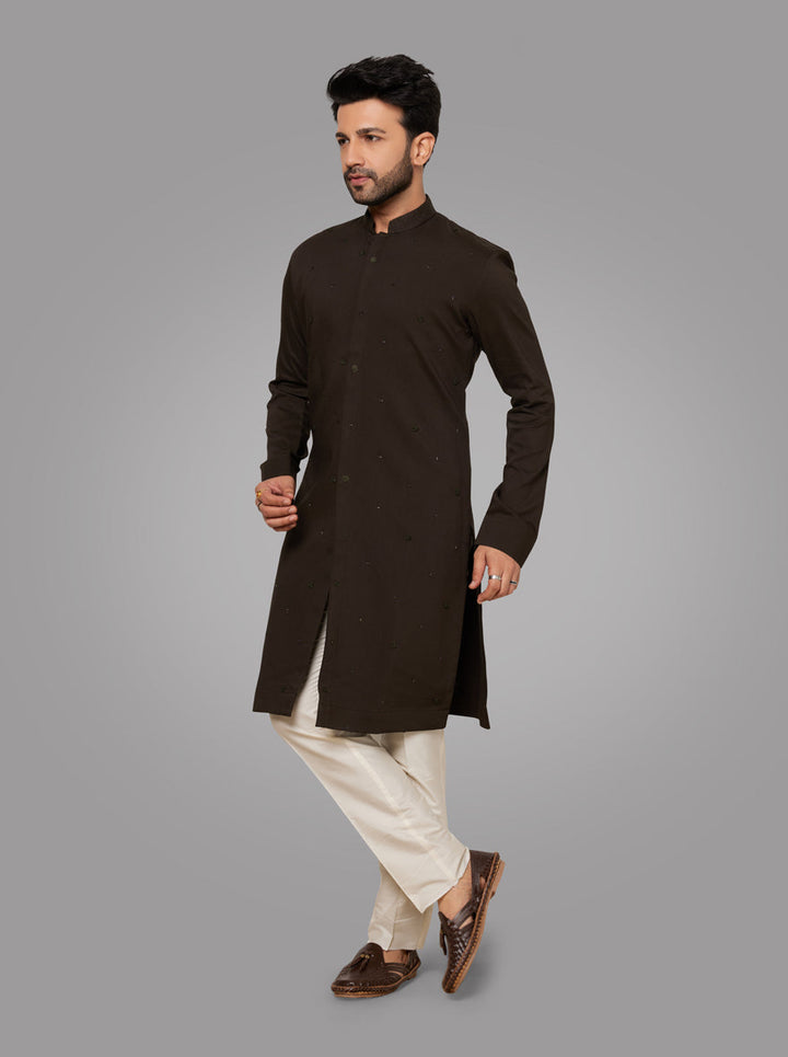 Elegant Deep Green Kurta Pajama for men, perfect for pre-wedding functions.