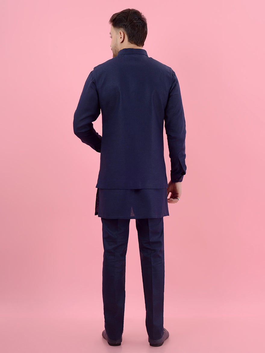 Celebrate in style with this Navy Blue Kurta Set, designed for sangeet ceremonies and other special occasions.