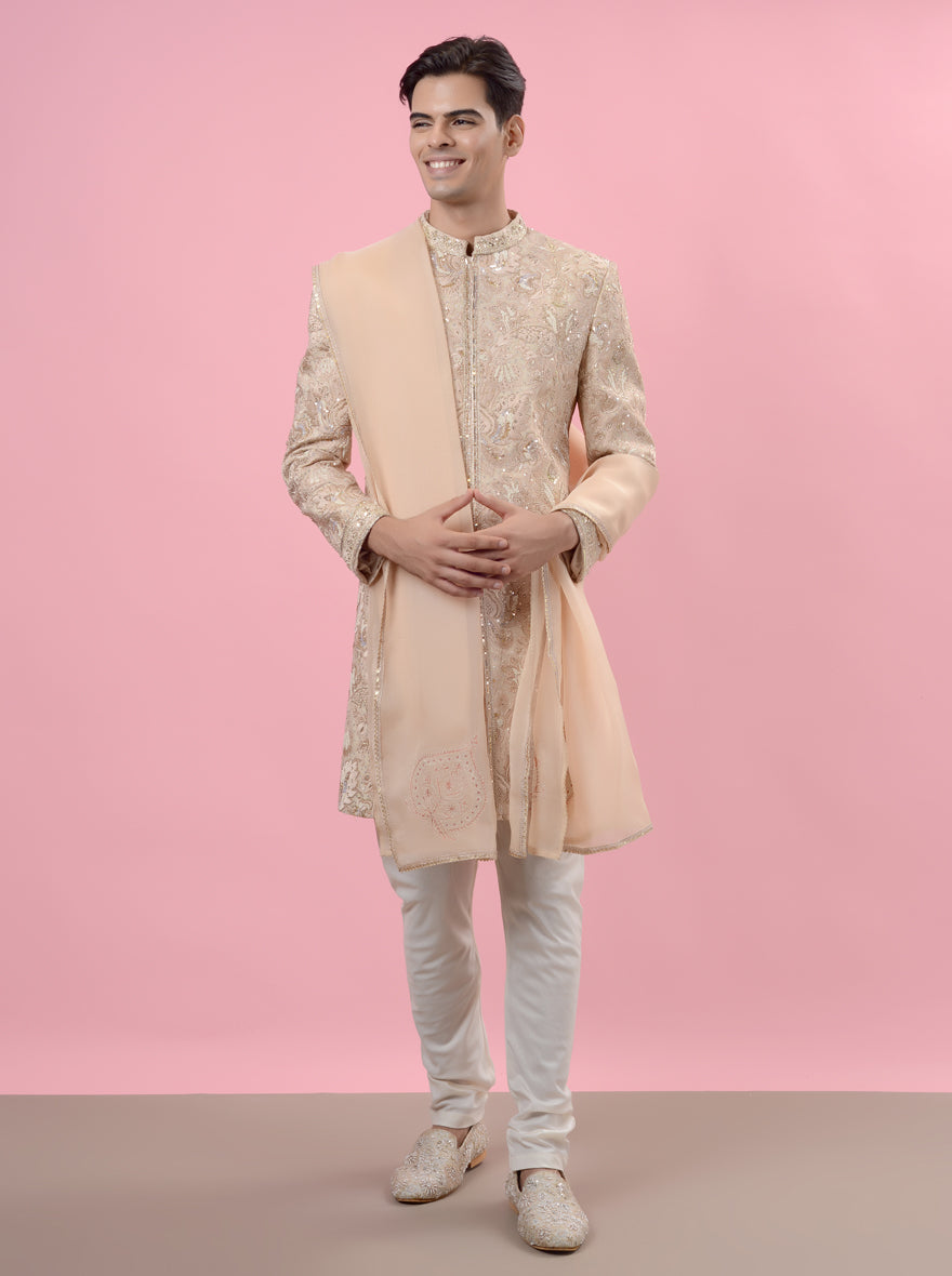 Perfect for weddings, our Beige Sherwani adds a timeless touch to your special occasion attire.