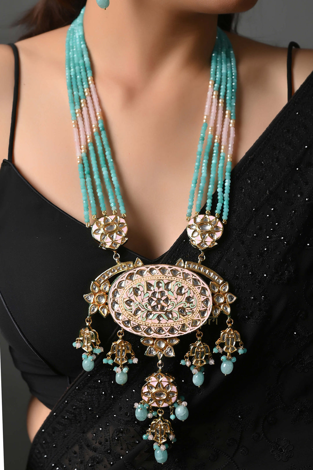 Elegant Gemstone Pendant Set | Luxurious Necklace & Earring Combo