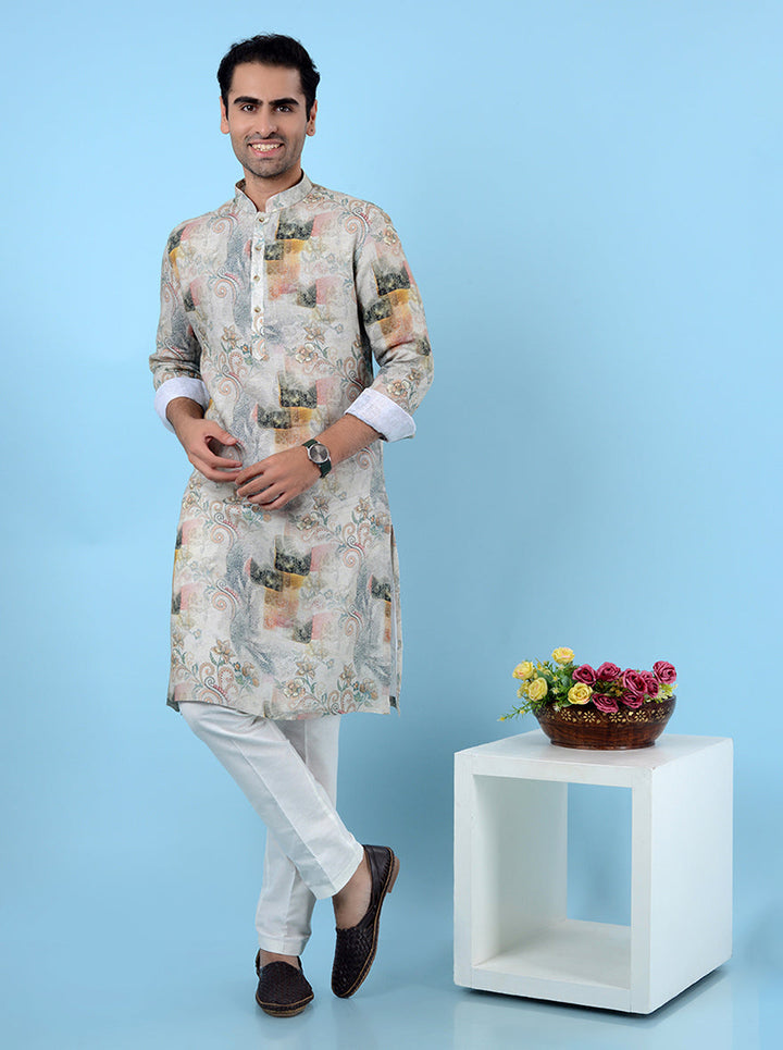 Luxurious green linen kurta pajama for men, combining sophistication and comfort for festive events in the USA.