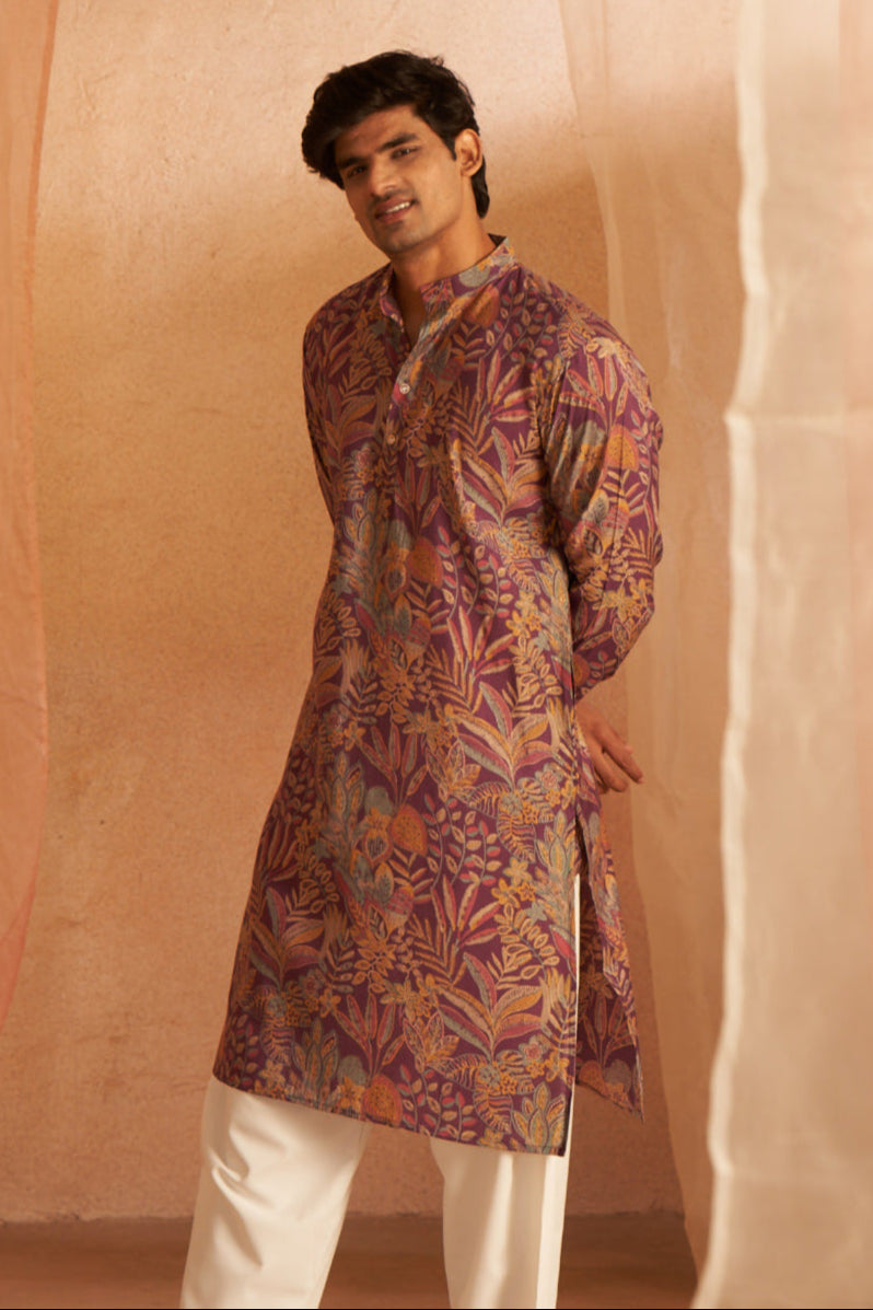 Elegant Purple Silk Kurta Pajama | Festive Traditional Wear for Men