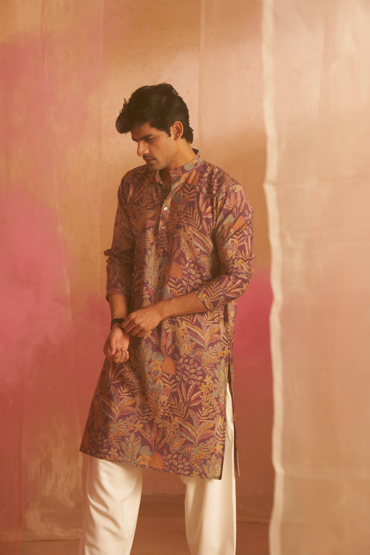 Elegant Purple Silk Kurta Pajama | Festive Traditional Wear for Men