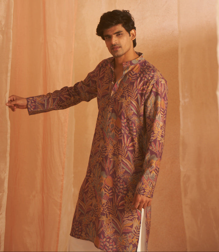 Elegant Purple Silk Kurta Pajama | Festive Traditional Wear for Men