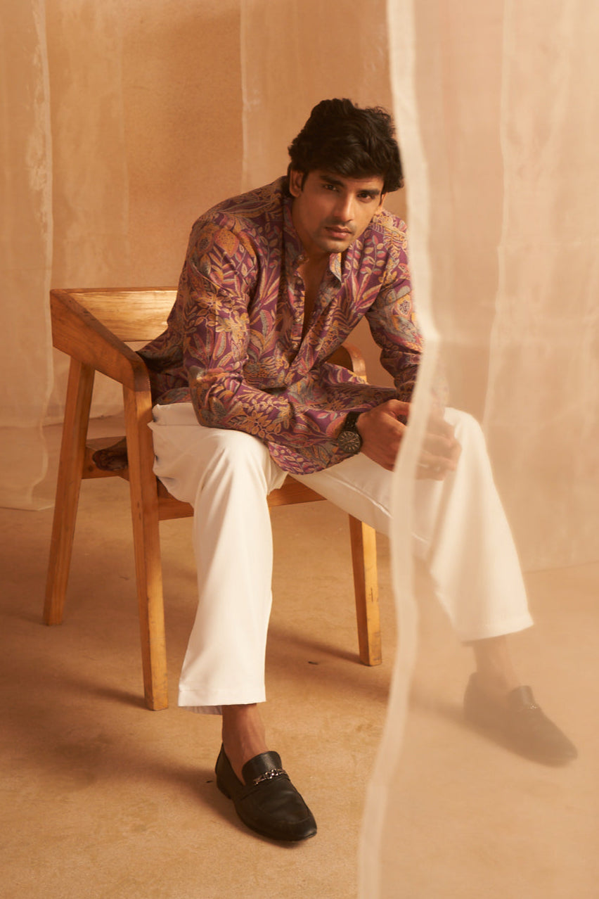 Elegant Purple Silk Kurta Pajama | Festive Traditional Wear for Men