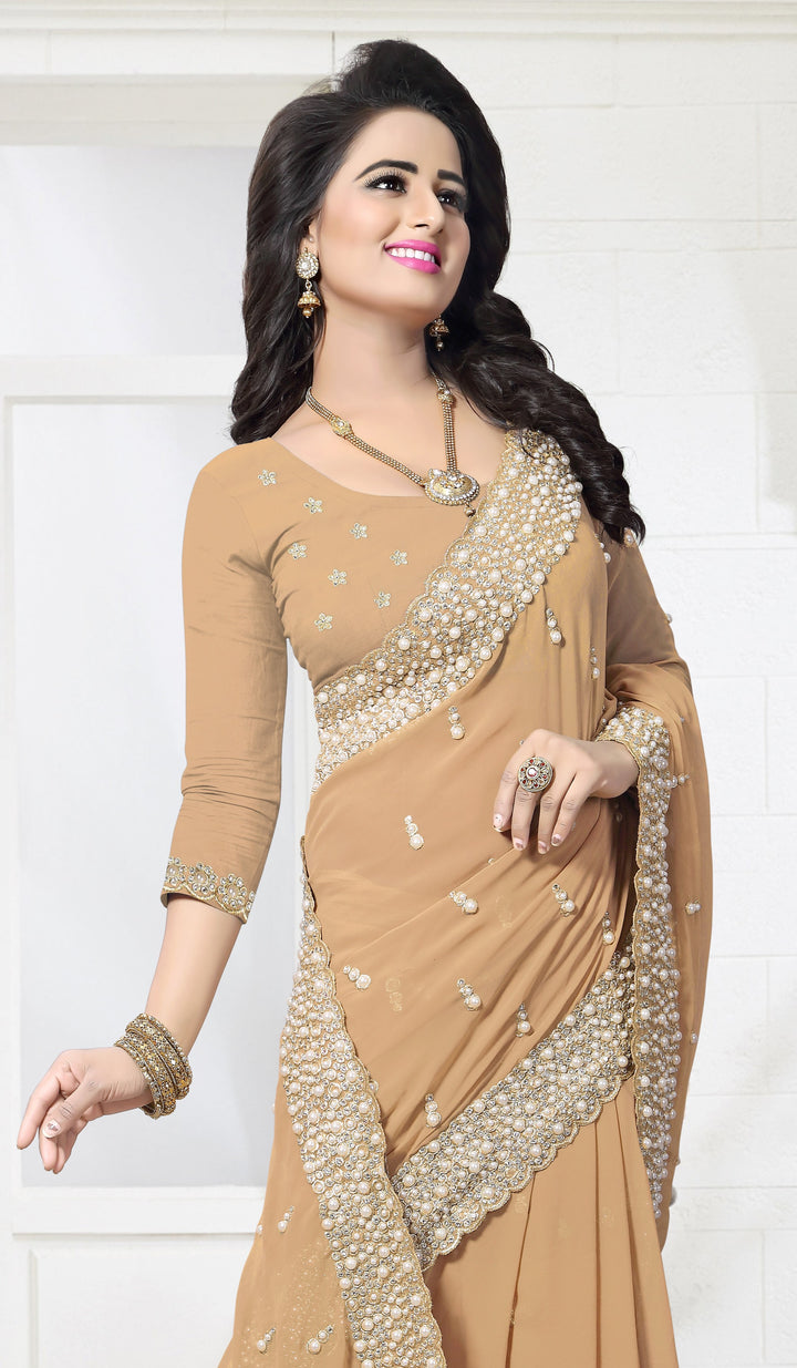 Elegant Georgette Saree | Jari & Stone Work for Special Occasions