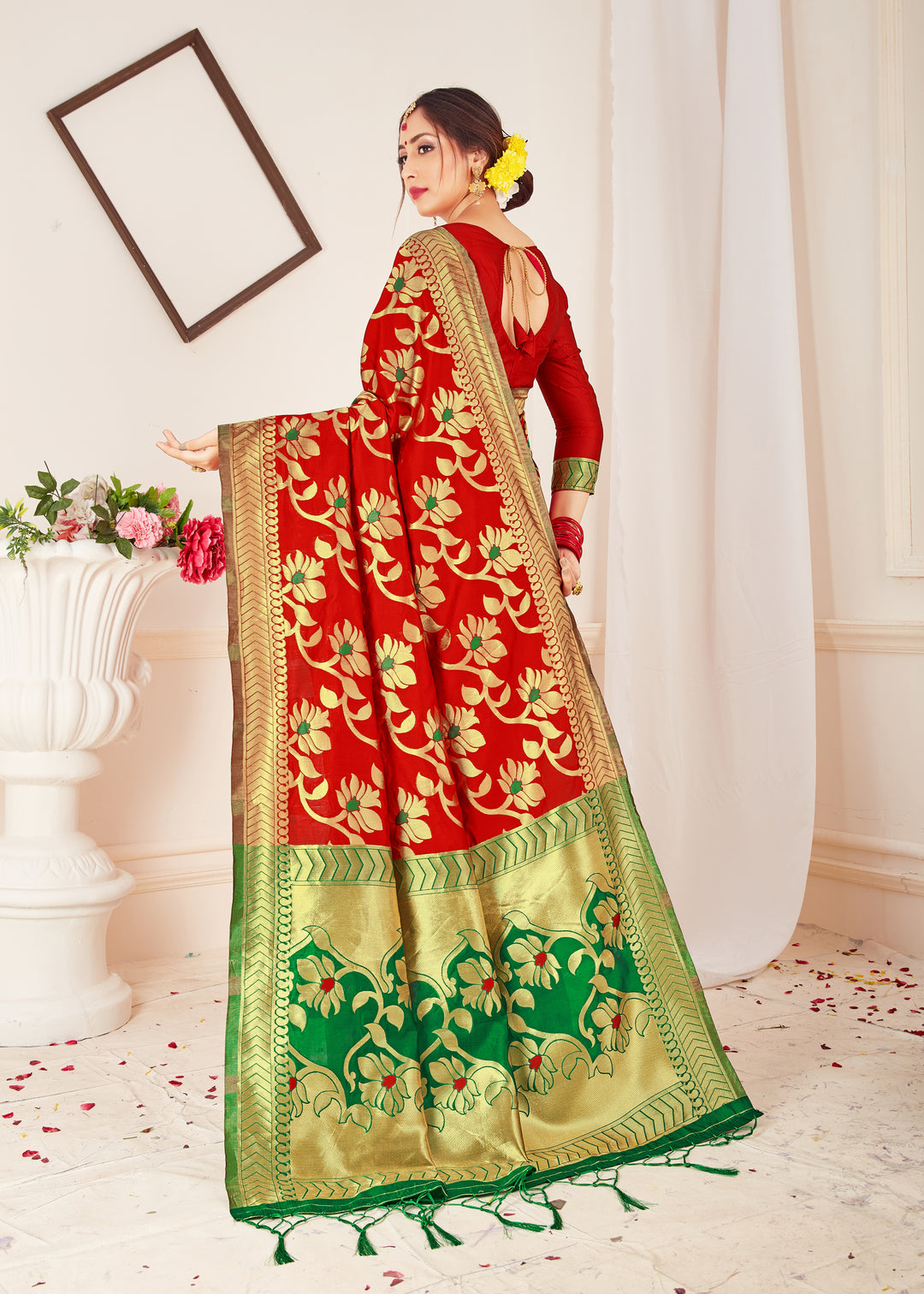 Elegant Banarasi Silk Saree | Weaving Work for Festive Occasions