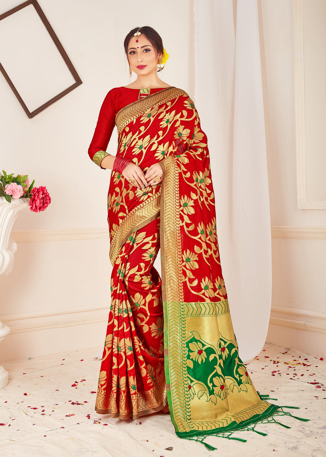 Elegant Banarasi Silk Saree | Weaving Work for Festive Occasions