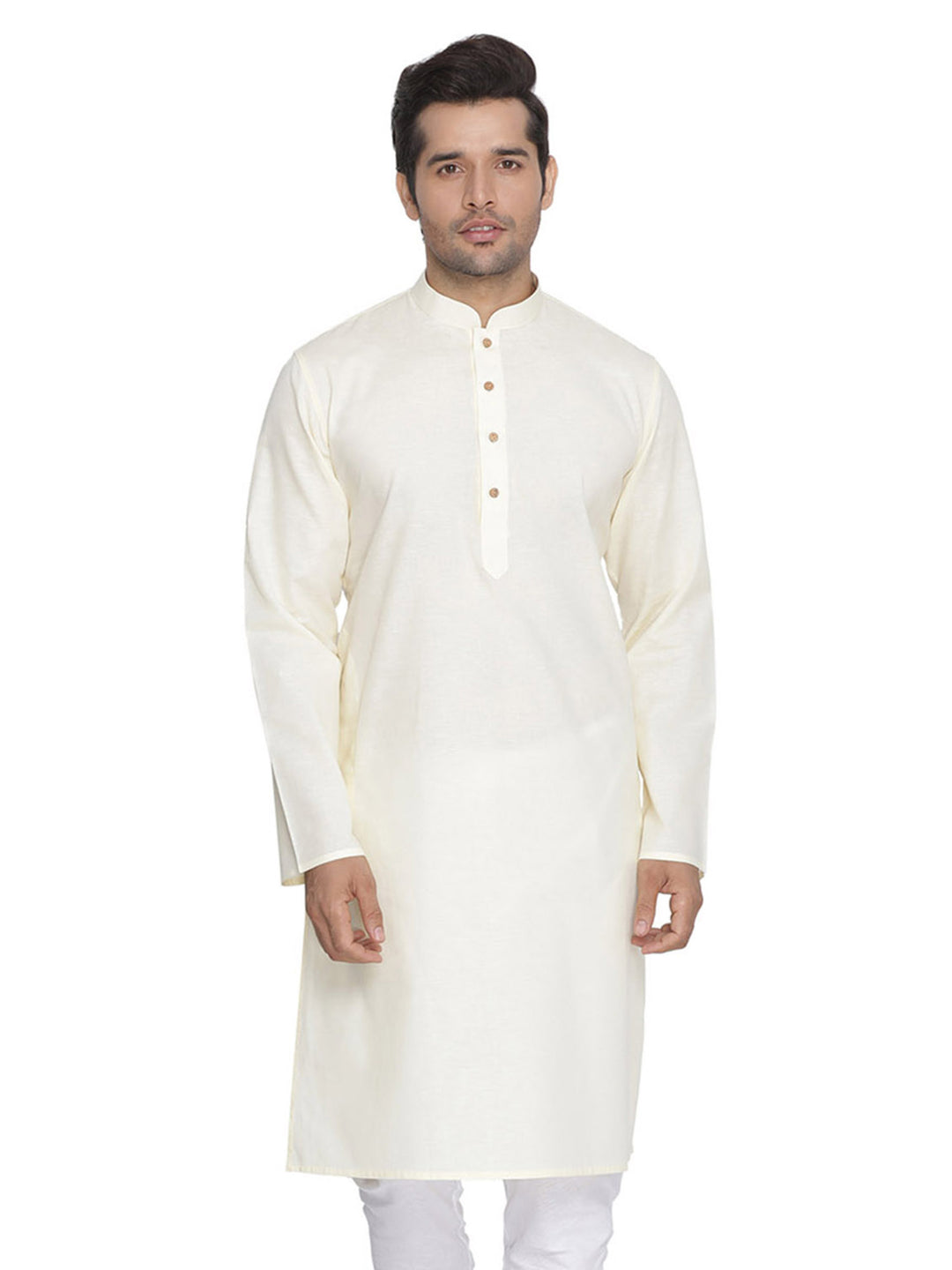 Men’s Plain Cotton Kurta Set | Stylish White Bottom for Traditional Look