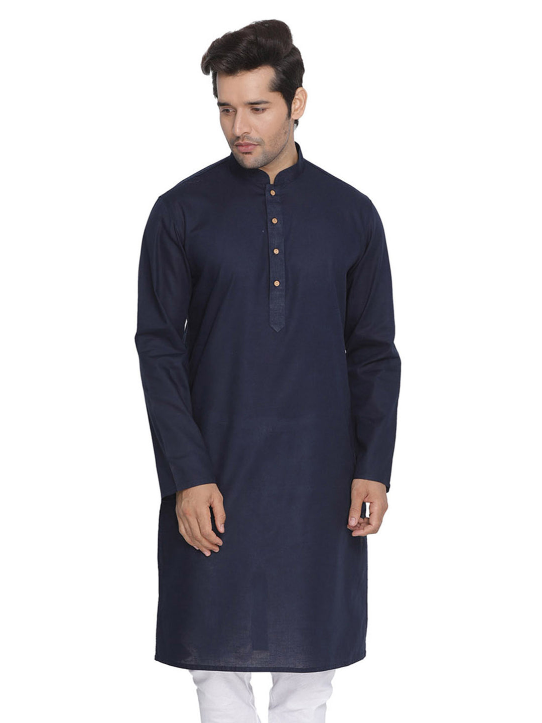 Men’s Plain Cotton Kurta Set | Stylish White Bottom for Traditional Look