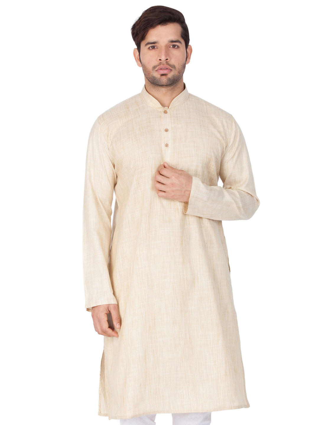 Men’s Plain Cotton Kurta Set | Stylish White Bottom for Traditional Look