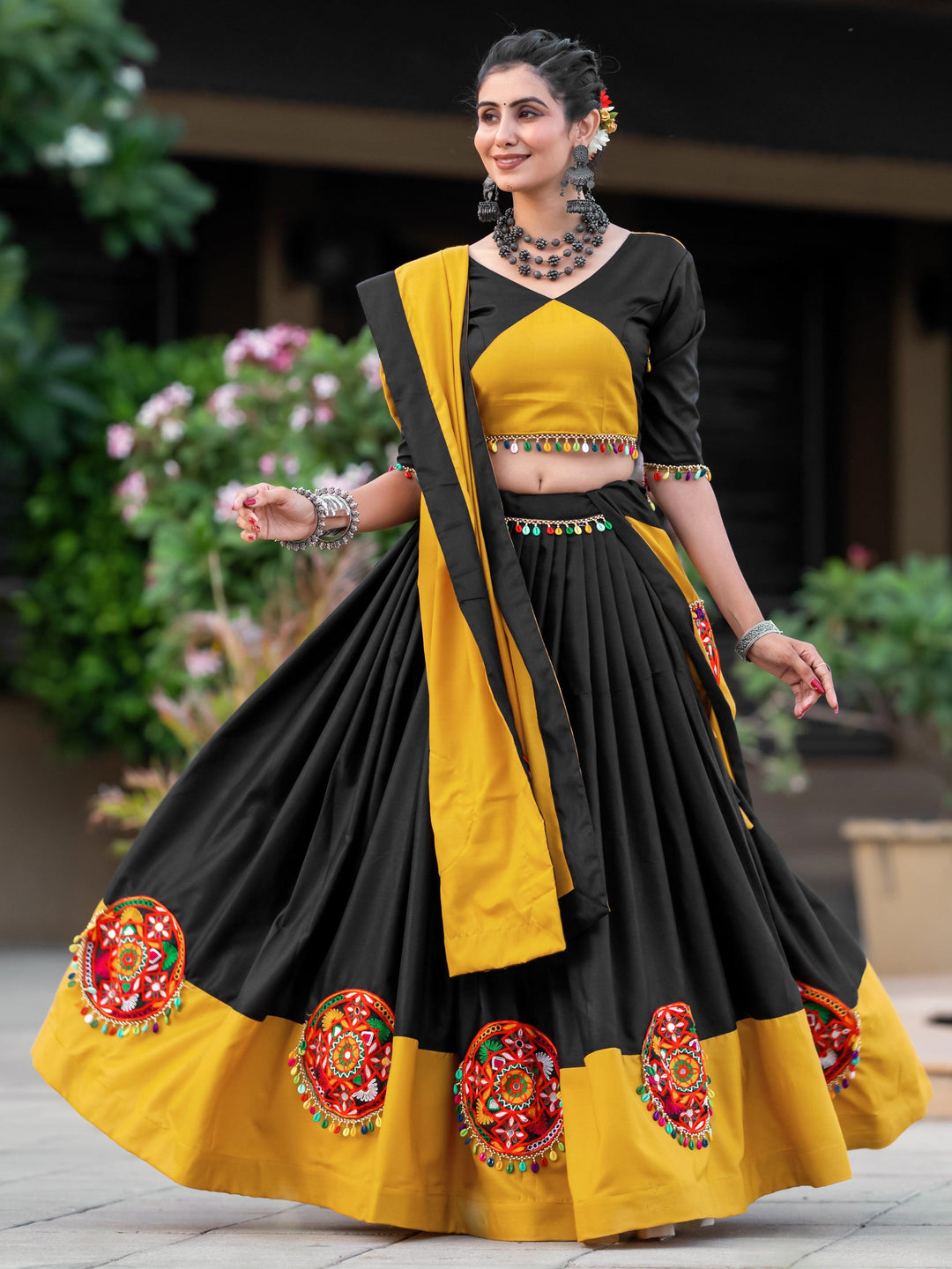 Stunning Black & Yellow Lehenga | Indian Style Choli for Women