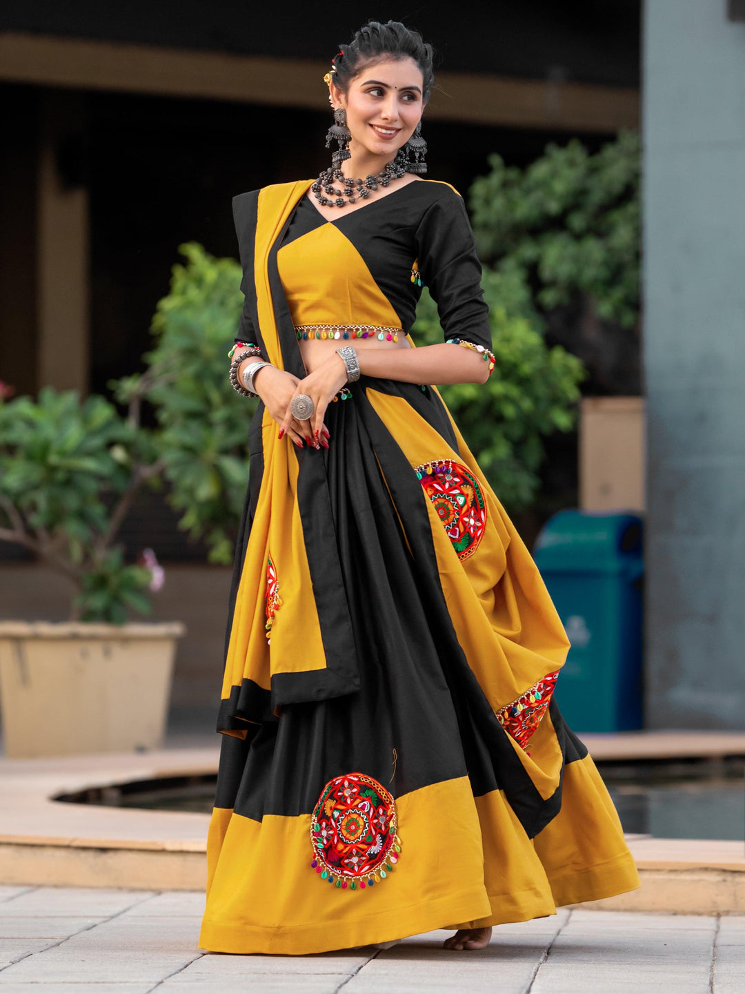 Stunning Black & Yellow Lehenga | Indian Style Choli for Women