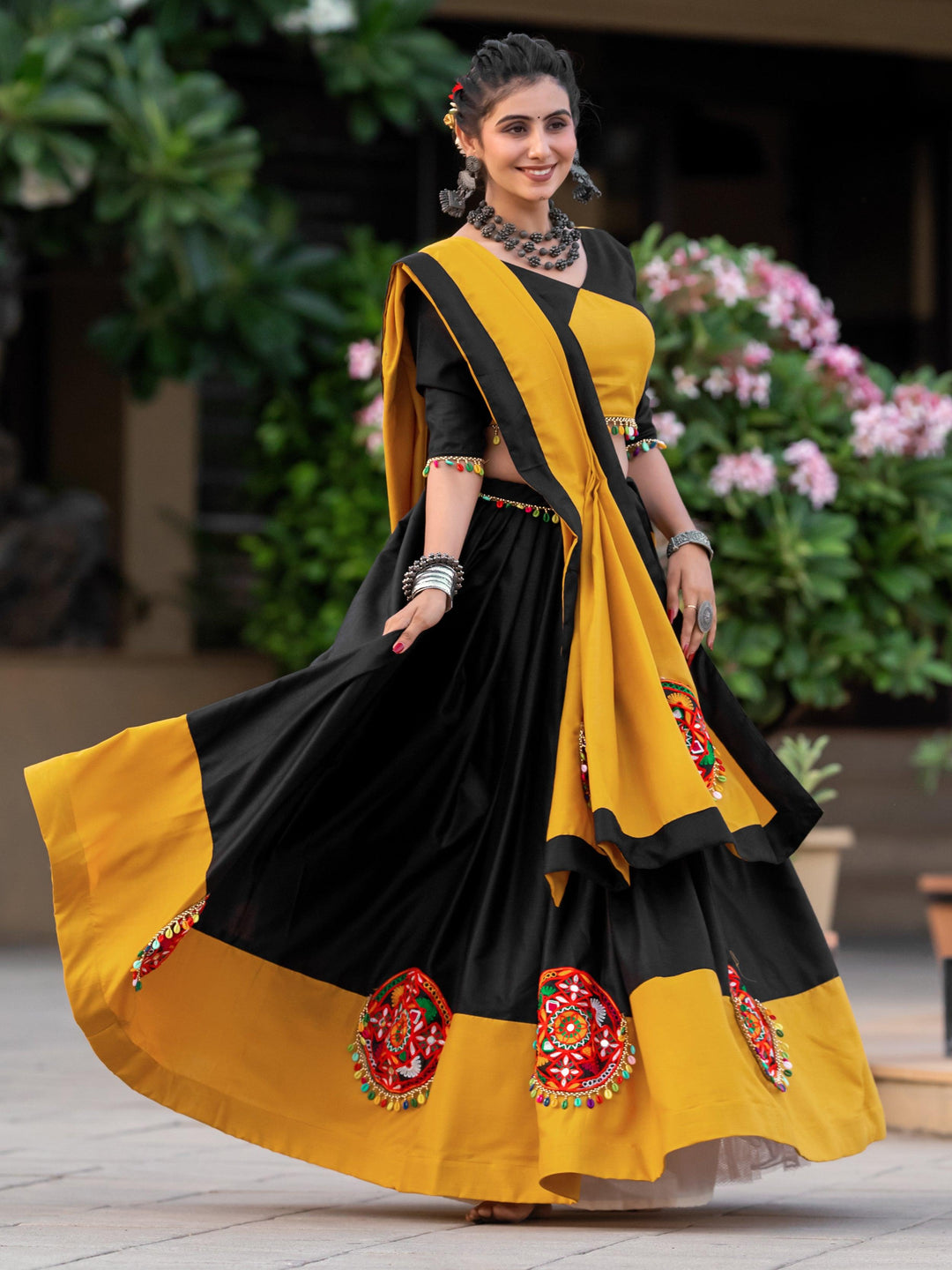 Stunning Black & Yellow Lehenga | Indian Style Choli for Women