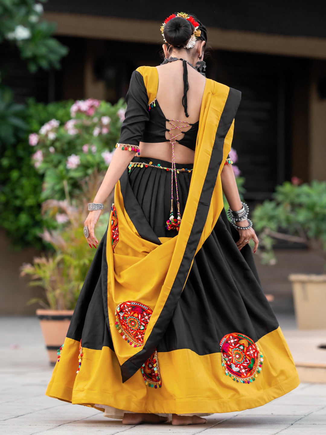 Stunning Black & Yellow Lehenga | Indian Style Choli for Women