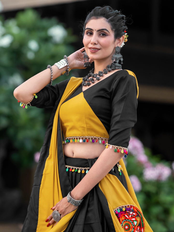 Stunning Black & Yellow Lehenga | Indian Style Choli for Women