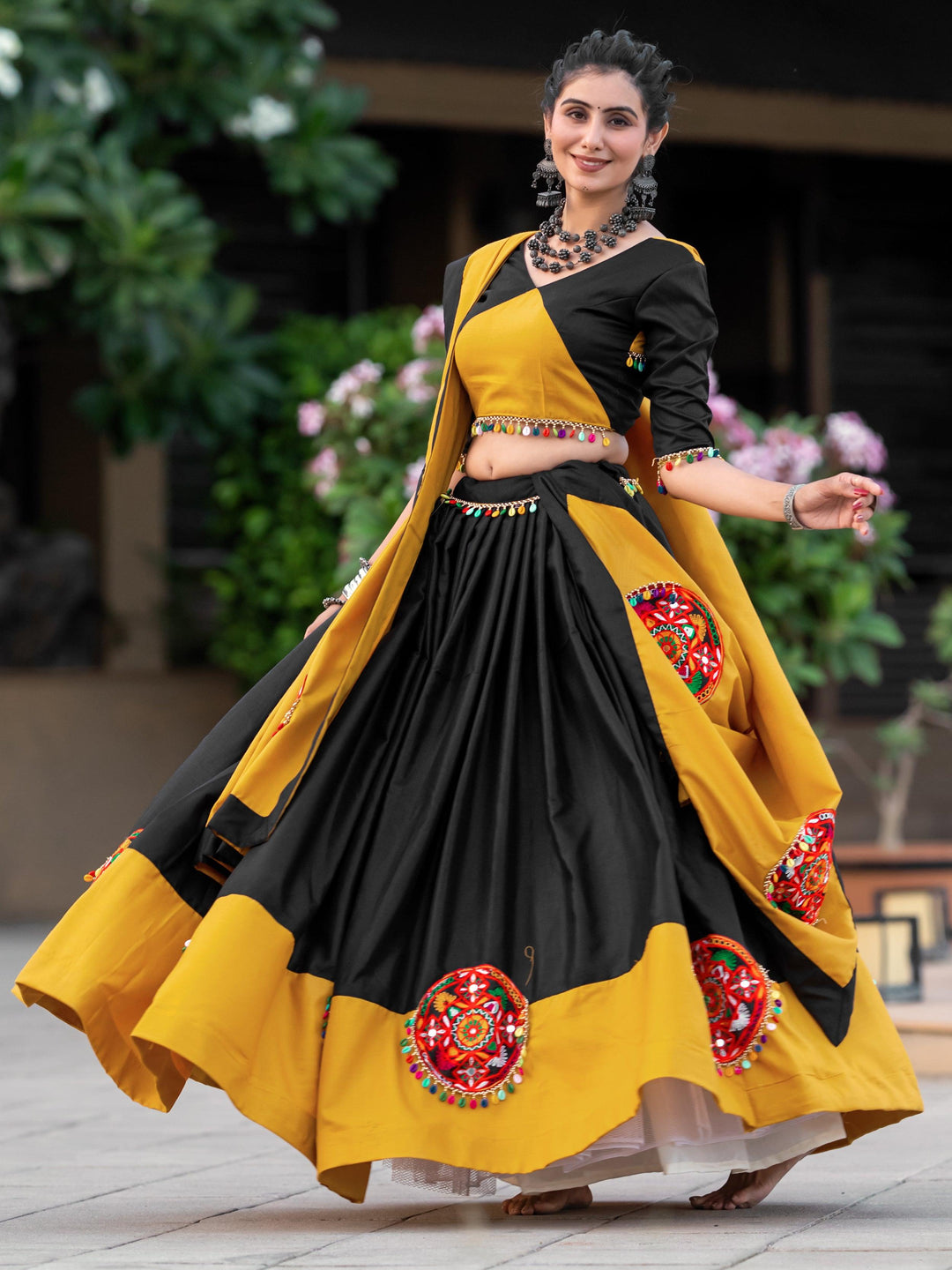 Stunning Black & Yellow Lehenga | Indian Style Choli for Women