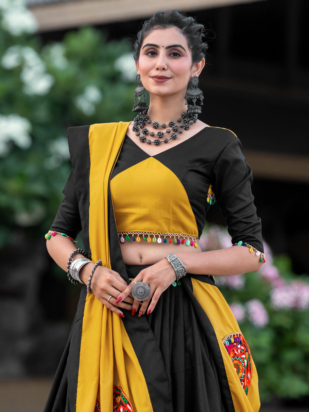 Stunning Black & Yellow Lehenga | Indian Style Choli for Women