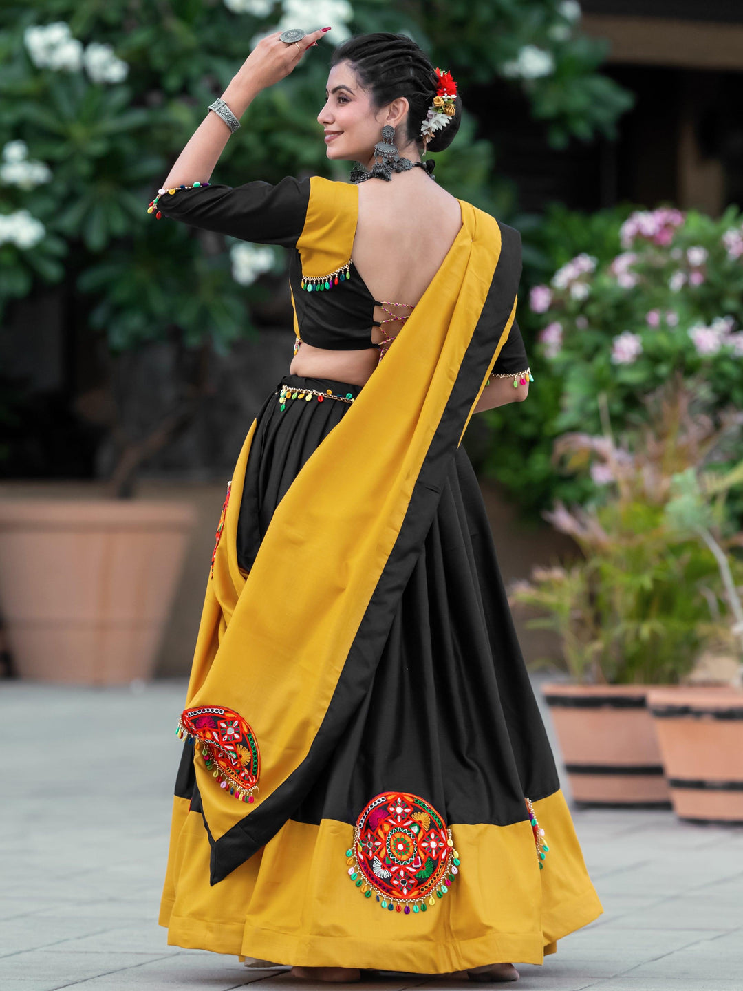 Stunning Black & Yellow Lehenga | Indian Style Choli for Women