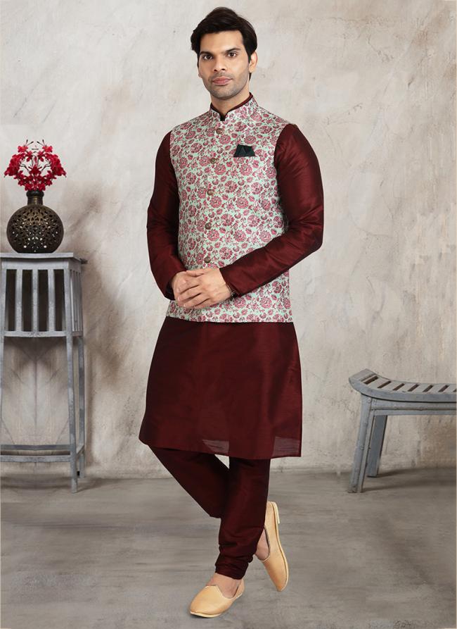 Vibrant Embroidered Art Silk Premium Kurta Pajama Jacket  | Handcrafted with Intricate Details for Timeless Appeal