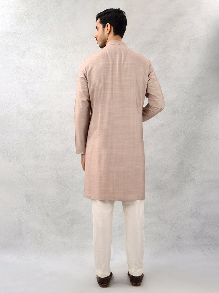 Elegant dune brown silk kurta pajama, USA festive outfit