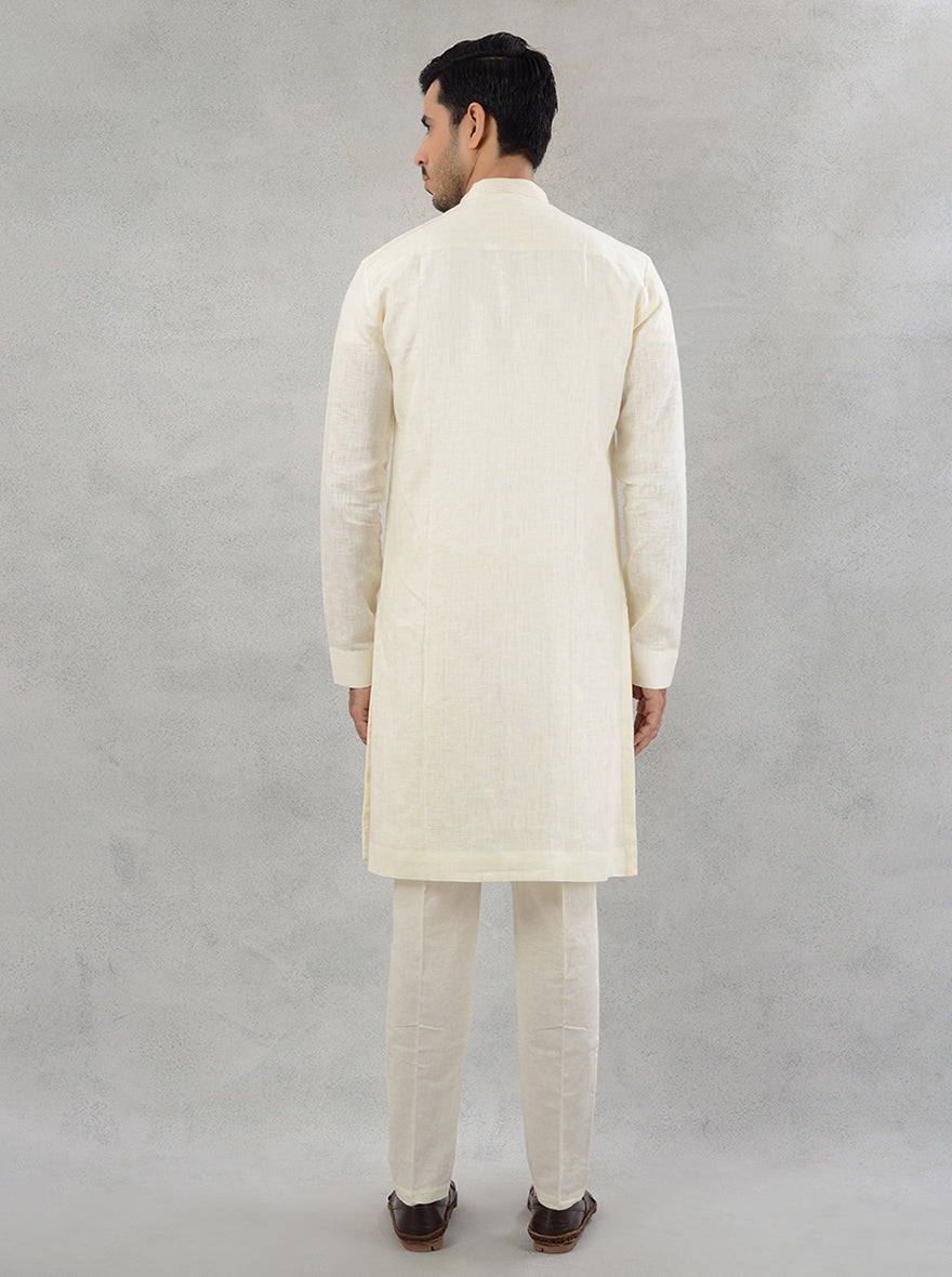 Comfortable and elegant cream kurta for festive occasions.