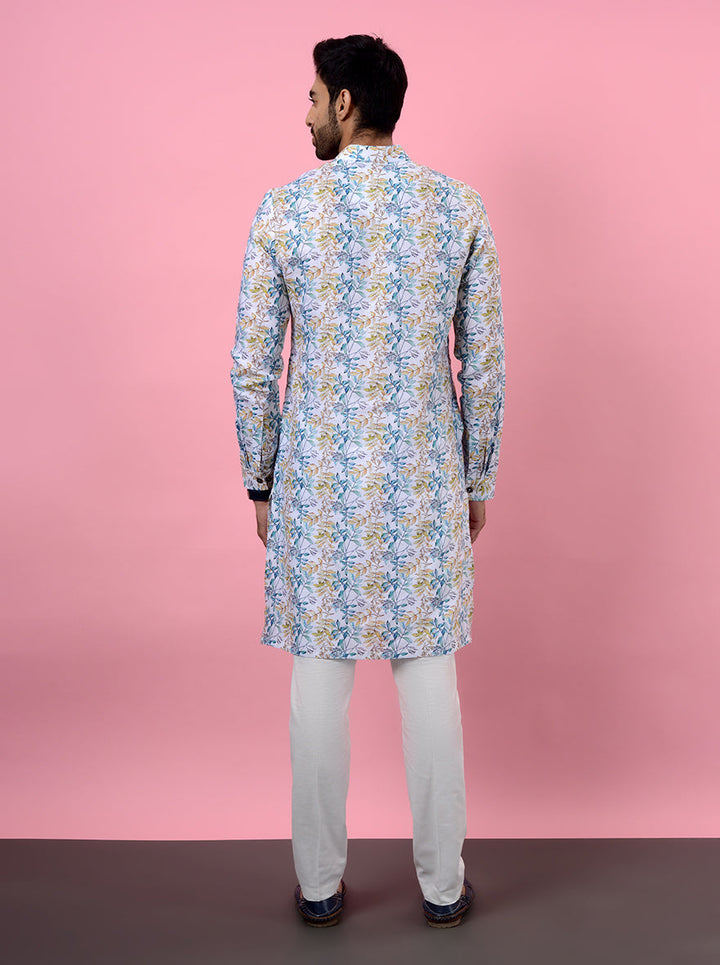 Premium linen off-white kurta pajama for USA men, perfect for semi-traditional events.