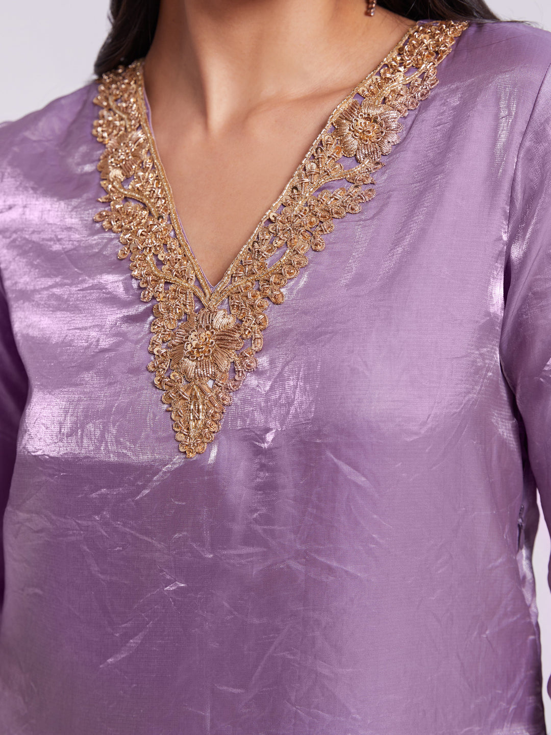 Wonderful Lilac Organza Designer Kurta With Palazzo Set