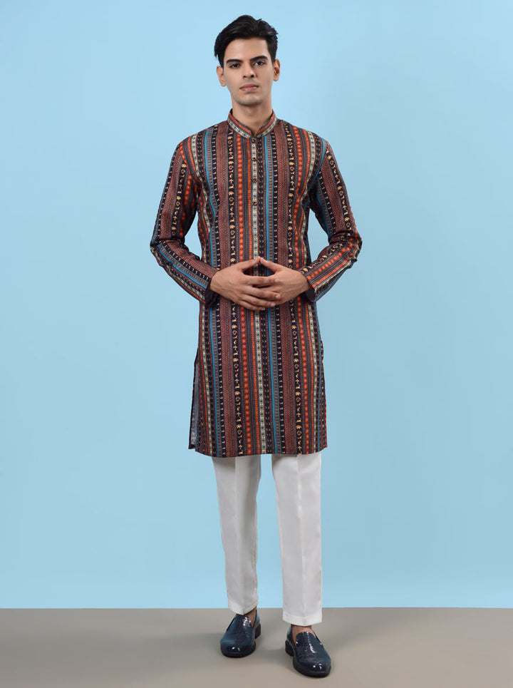 Unique brown kurta pajama designed for men who want to make a statement at gatherings.