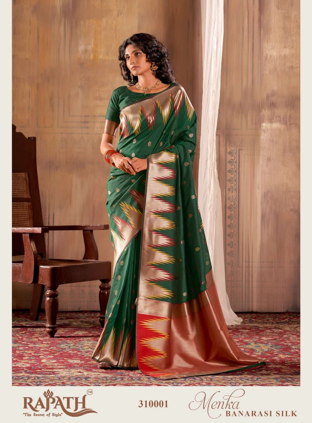 Rajpath Temple Border Banarasi Silk Saree | Traditional Indian Sari