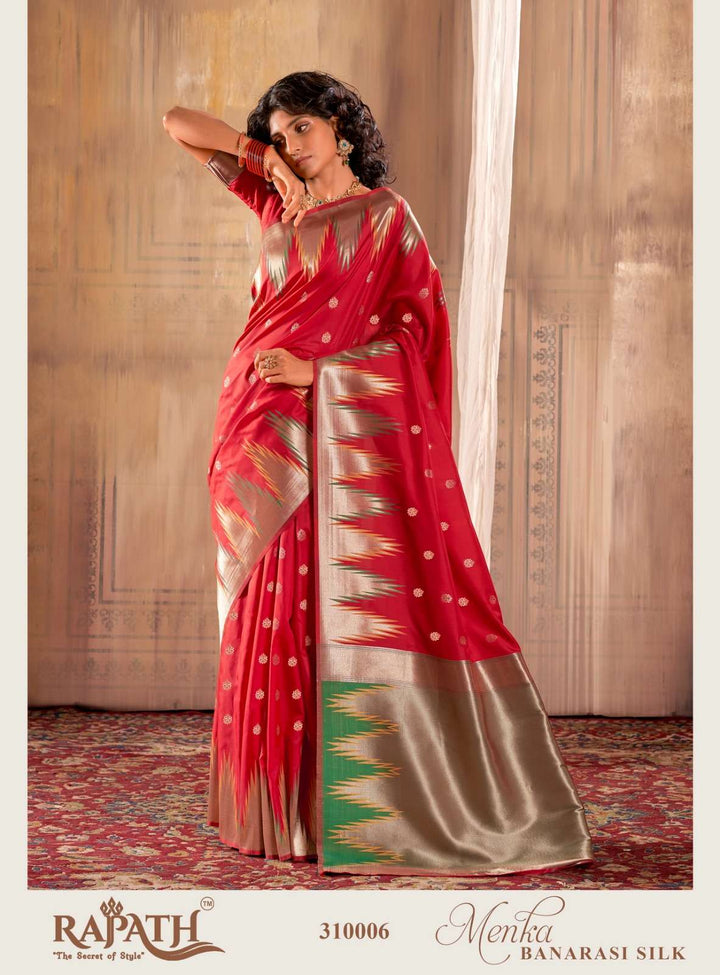 Rajpath Temple Border Banarasi Silk Saree | Traditional Indian Sari