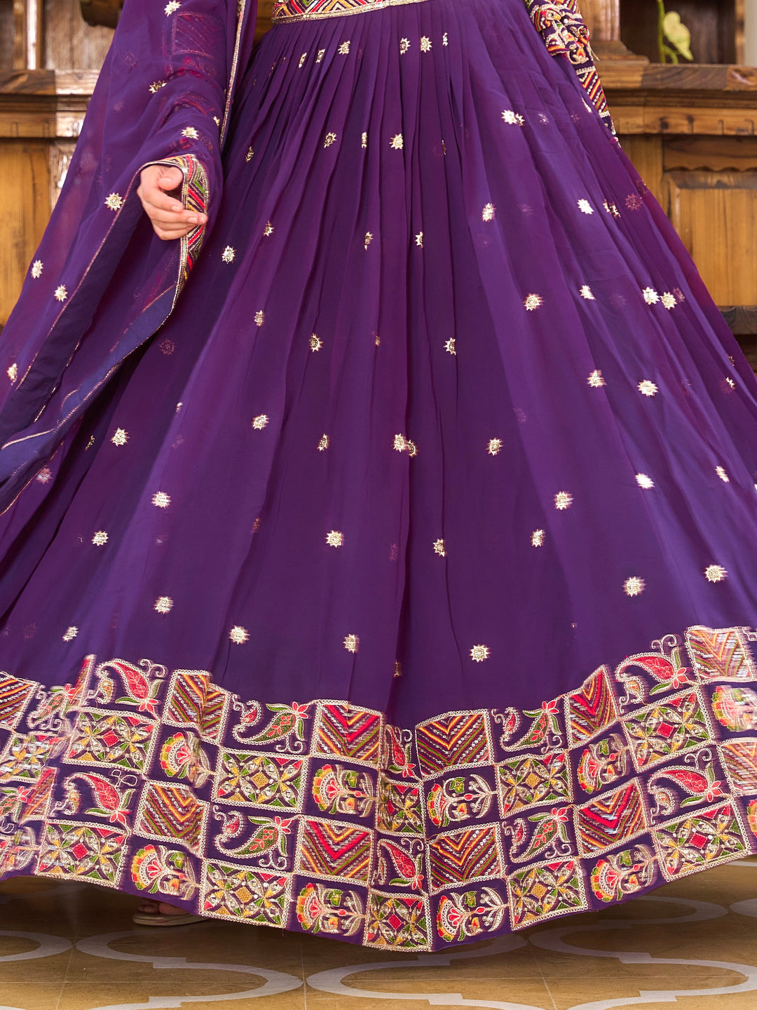 Dazzling Purple Sequins Georgette Festival Wear Lehenga Choli