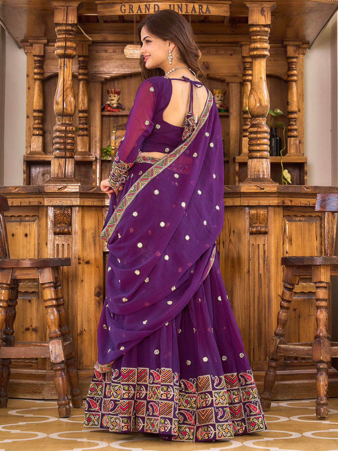 Dazzling Purple Sequins Georgette Festival Wear Lehenga Choli