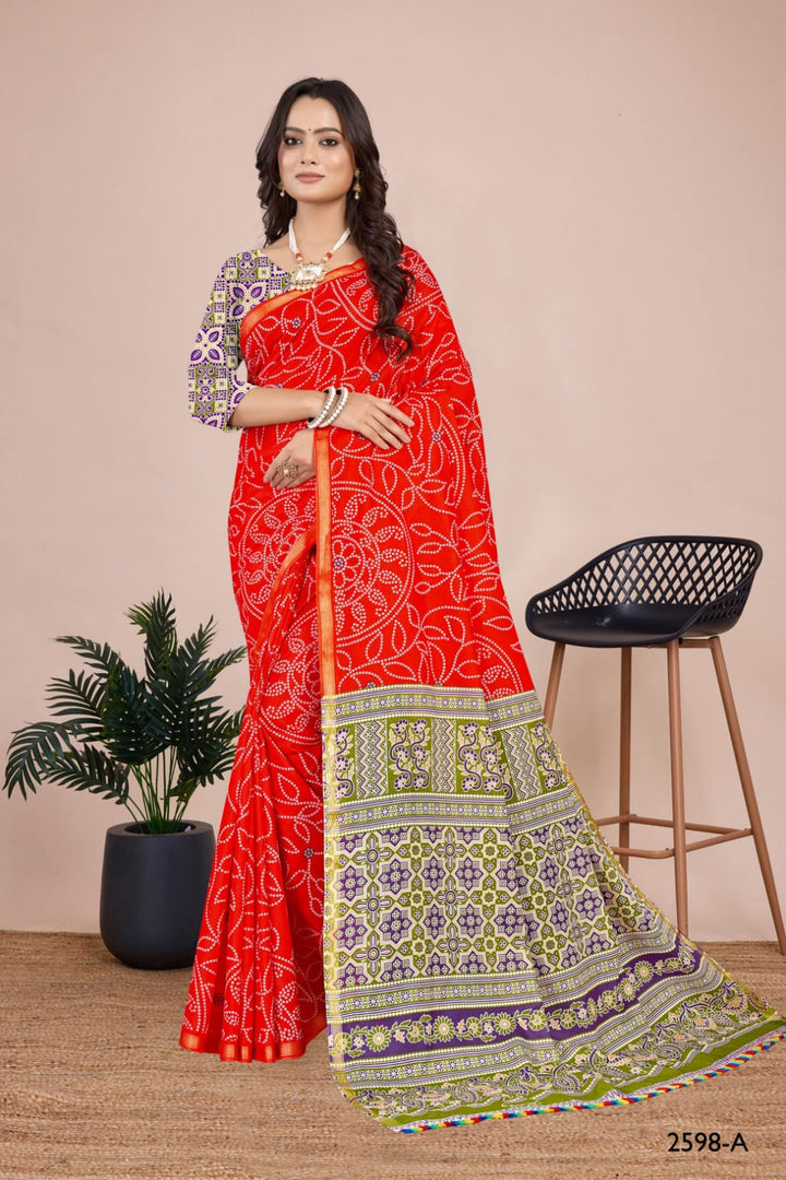 Gorgeous olive handcrafted Bandhani saree with intricate tie-dye patterns, perfect for weddings and festive occasions.