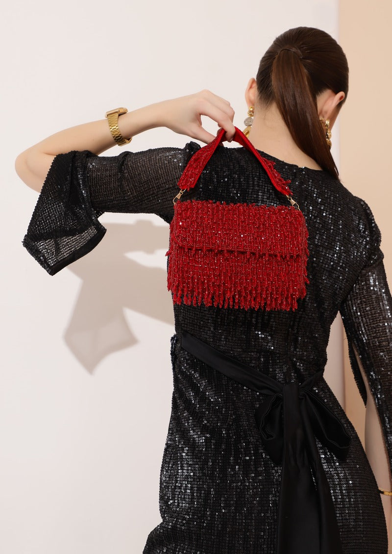 Rosa Beaded Flap Bag | Elegant Handcrafted Party Wear Clutch