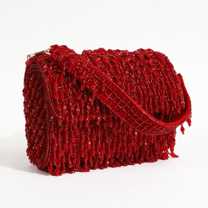 Rosa Beaded Flap Bag | Elegant Handcrafted Party Wear Clutch