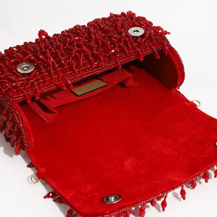 Rosa Beaded Flap Bag | Elegant Handcrafted Party Wear Clutch