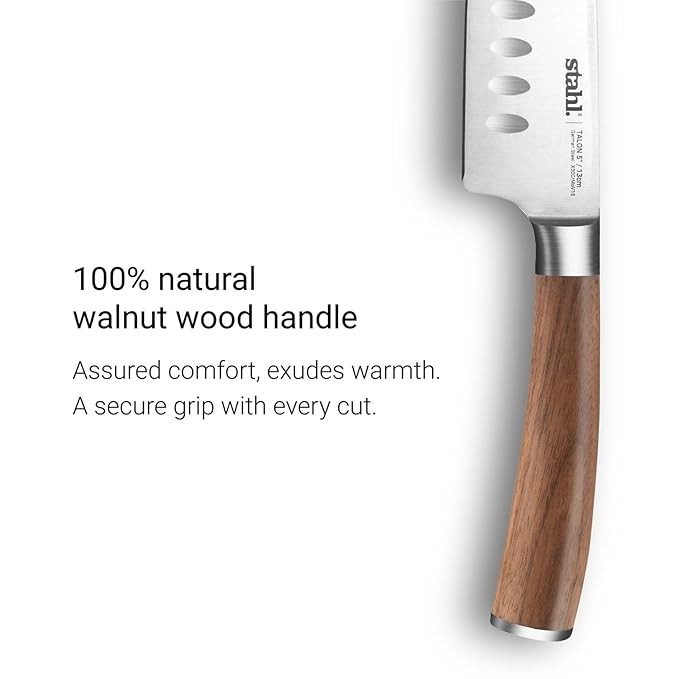 Santoku Knife - Talon Series Stahl | Walnut wood Handle, 5 Inches / 13 cm