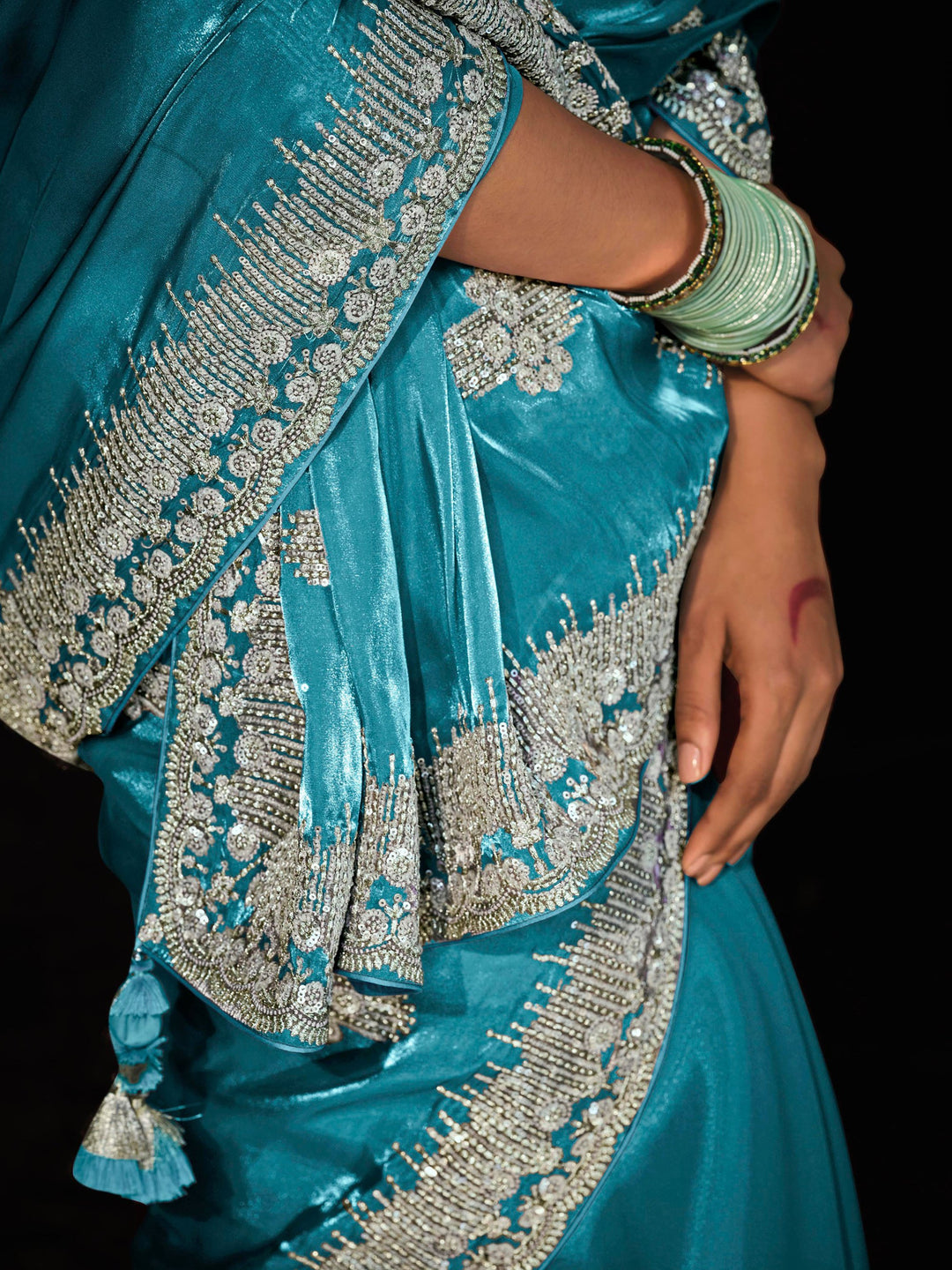 Vibrant color luxurious fabric exclusive attire crafted for elegance and style.