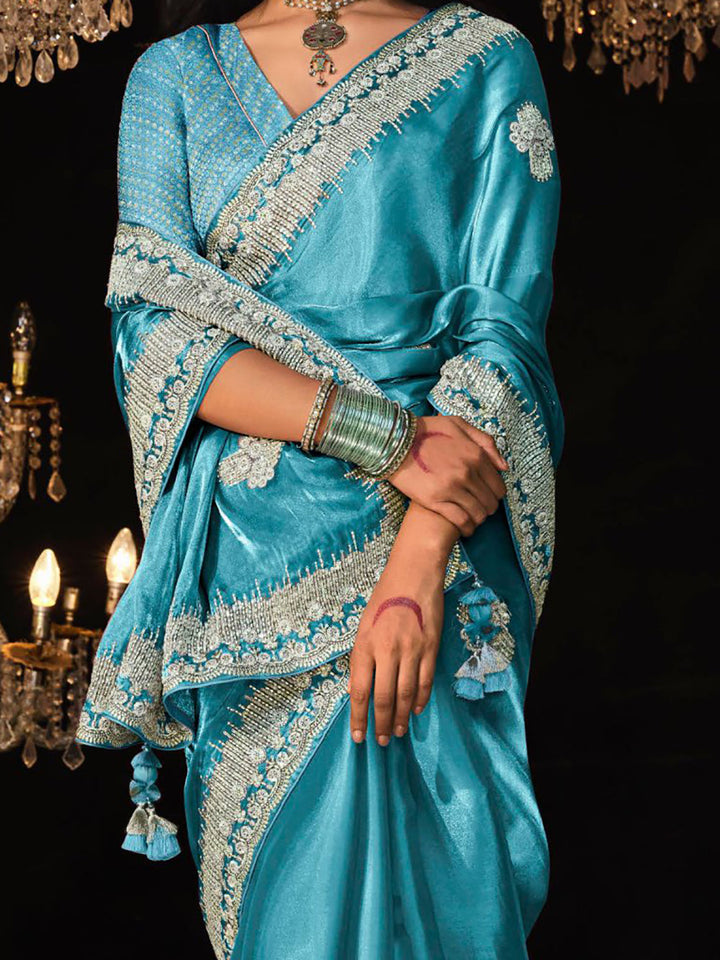 Vibrant color luxurious fabric exclusive attire crafted for elegance and style.