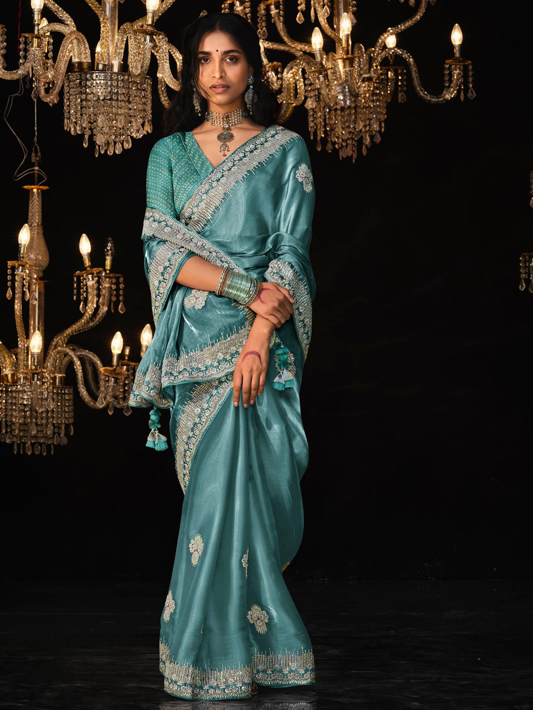 Blue silk saree crafted for elegance and style.