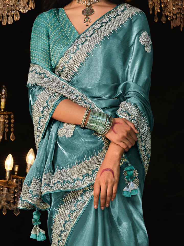 Vibrant color luxurious fabric exclusive attire crafted for elegance and style.