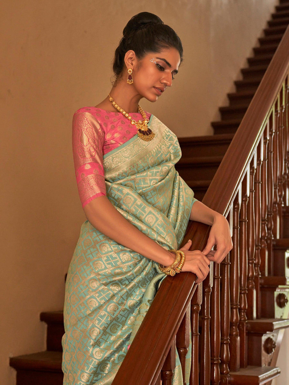 Vibrant color luxurious fabric exclusive attire crafted for elegance and style.