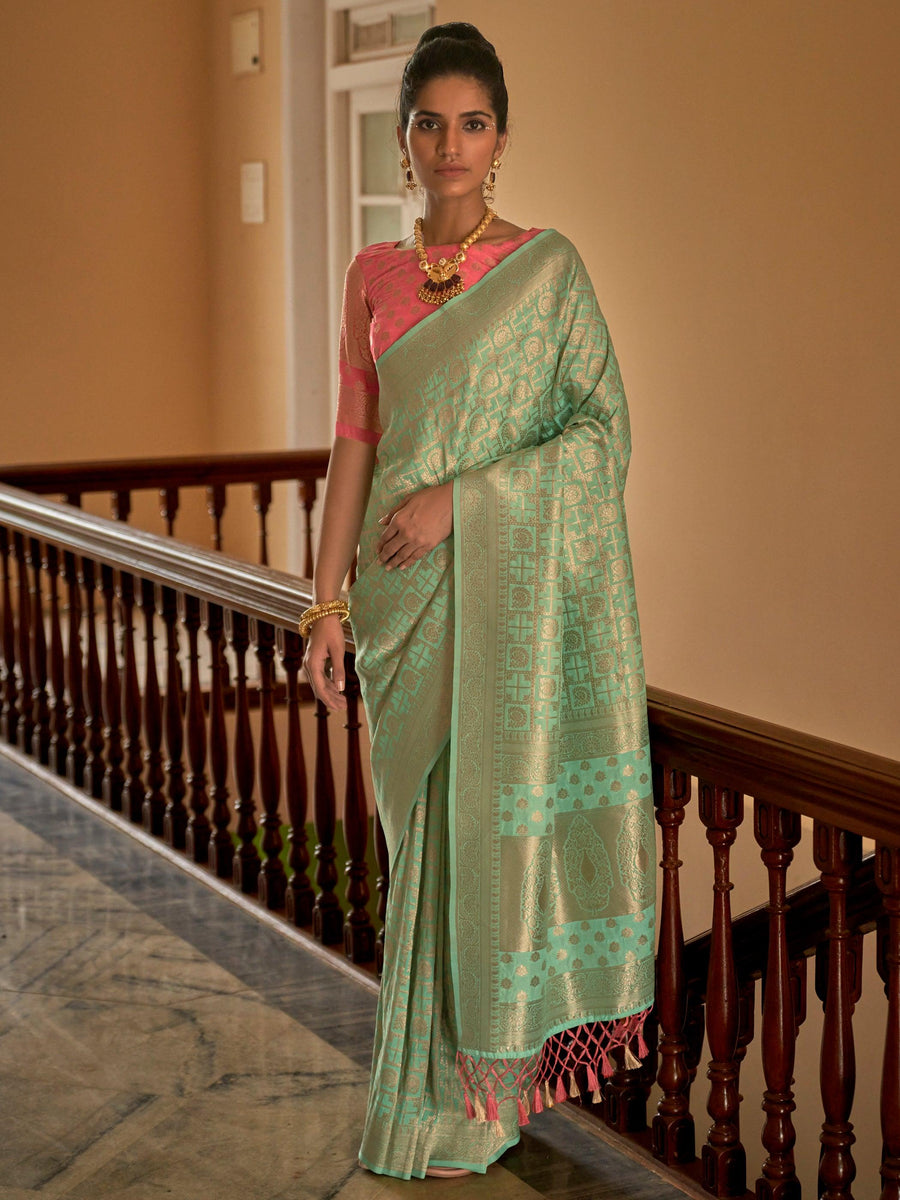 Pink silk saree crafted for elegance and style.