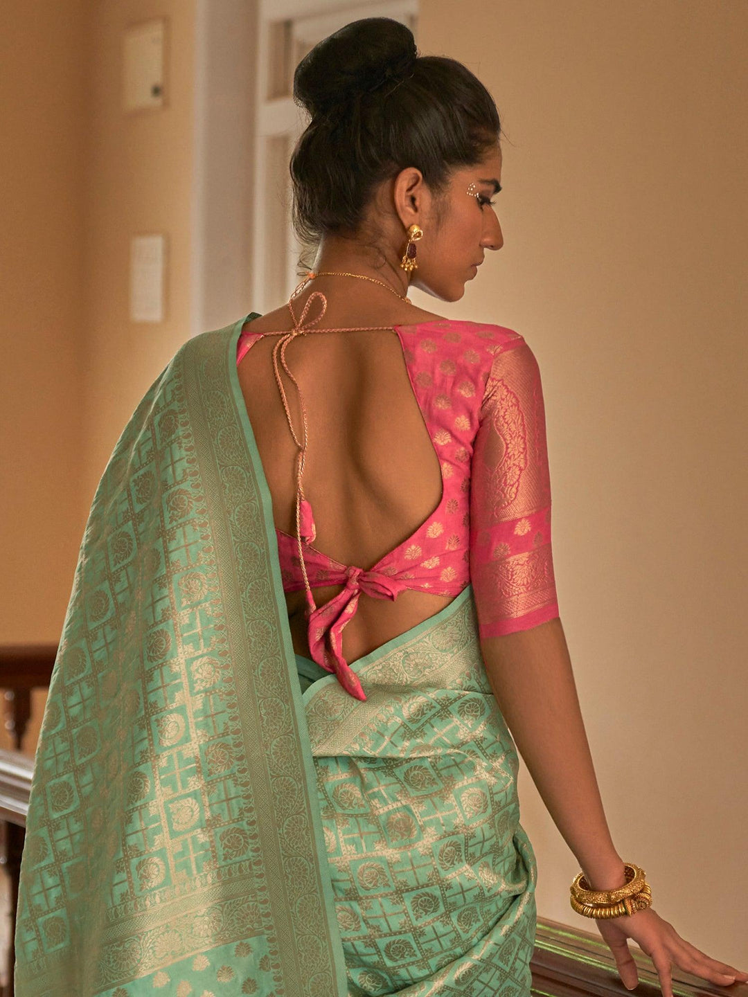 Vibrant color luxurious fabric exclusive attire crafted for elegance and style.