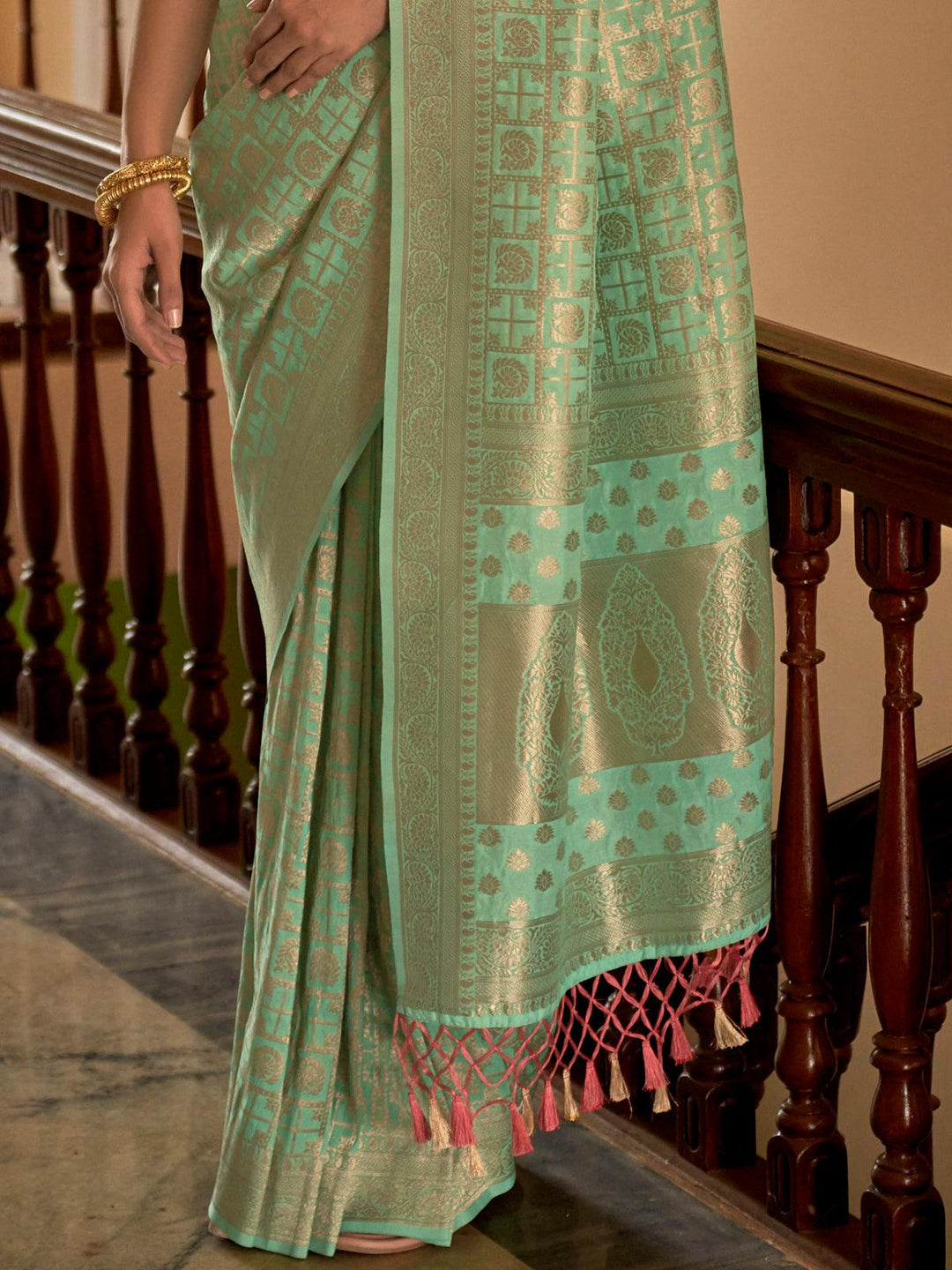 Vibrant color luxurious fabric exclusive attire crafted for elegance and style.